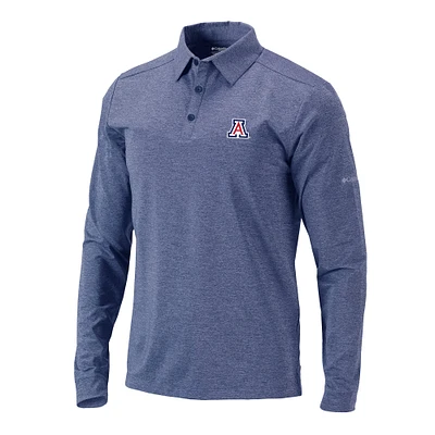 Men's Columbia Navy Arizona Wildcats Omni-Wick Pin High Long Sleeve Polo