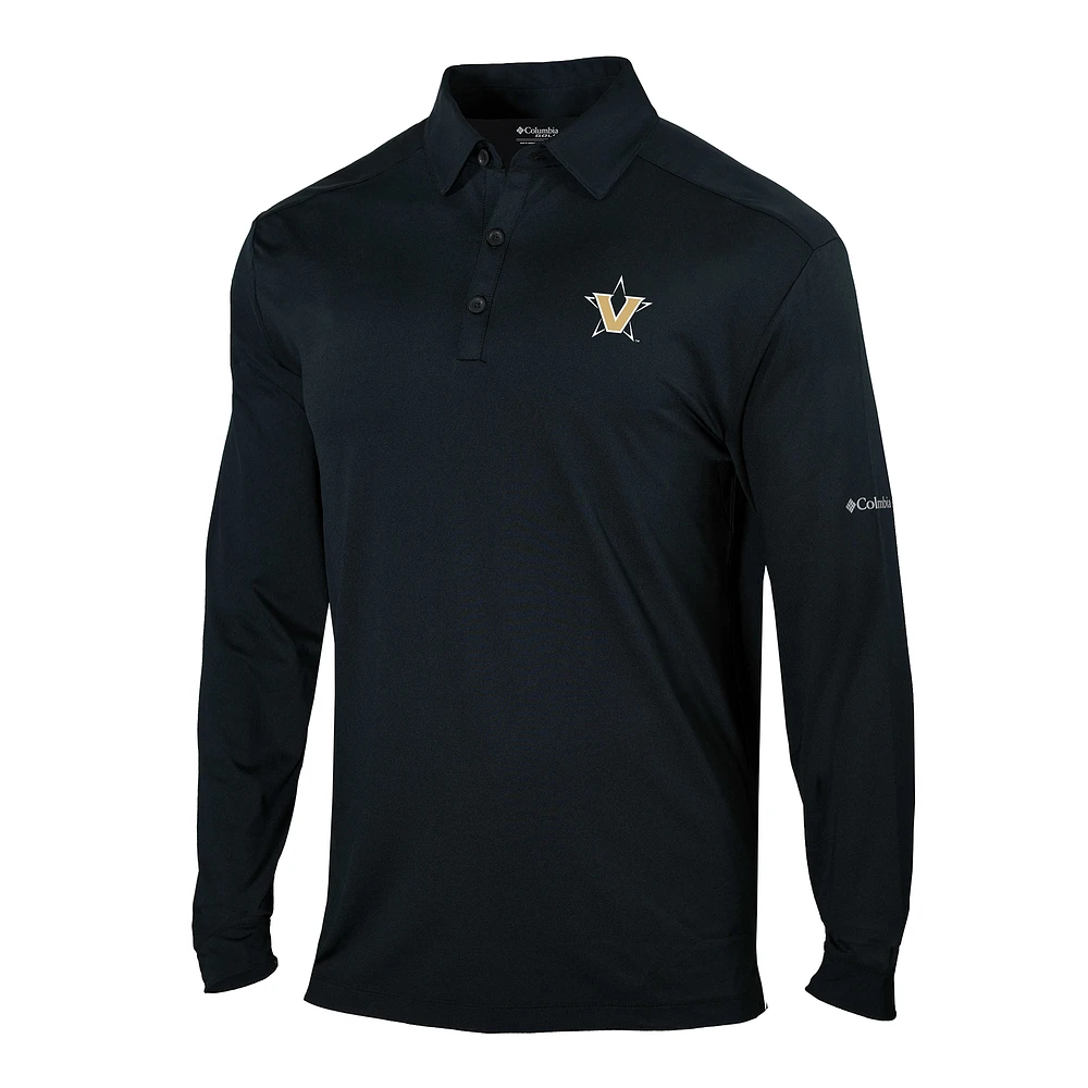 Men's Columbia Black Vanderbilt Commodores Omni-Wick Pin High Long Sleeve Polo