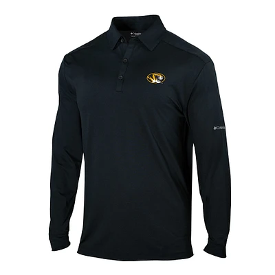 Men's Columbia Black Missouri Tigers Omni-Wick Pin High Long Sleeve Polo