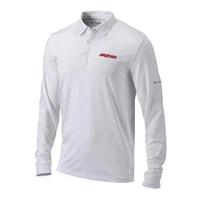Men's Columbia White Arizona Wildcats Omni-Wick Pin High Long Sleeve Polo