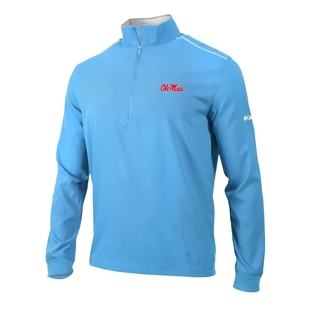 Men's Columbia Powder Blue Ole Miss Rebels Omni-Wick Bogey's Paradise Quarter-Zip Top