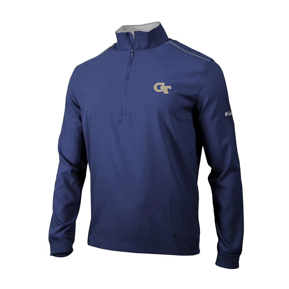 Men's Columbia Navy Georgia Tech Yellow Jackets Omni-Wick Bogey's Paradise Quarter-Zip Top