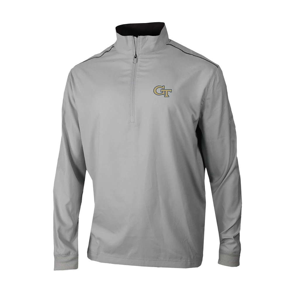 Men's Columbia Gray Georgia Tech Yellow Jackets Omni-Wick Bogey's Paradise Quarter-Zip Top