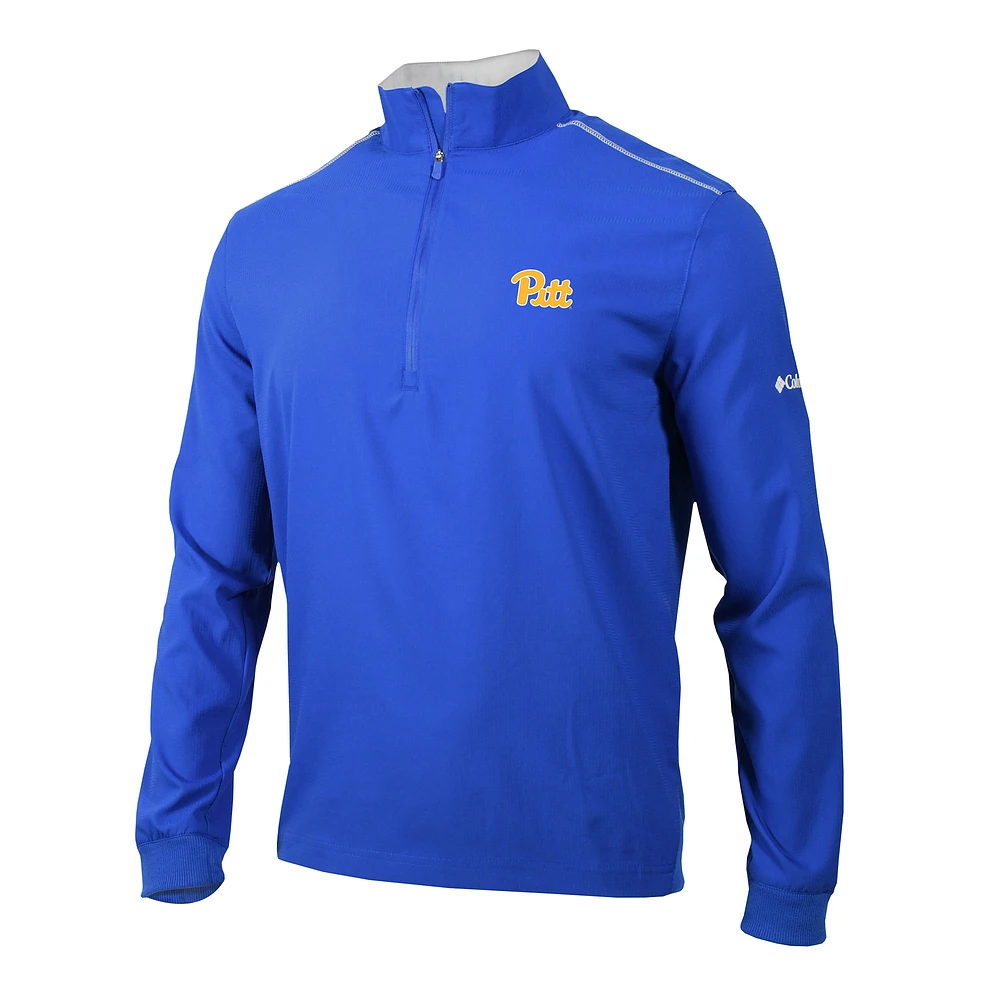 Men's Columbia Royal Pitt Panthers Omni-Wick Bogey's Paradise Quarter-Zip Top