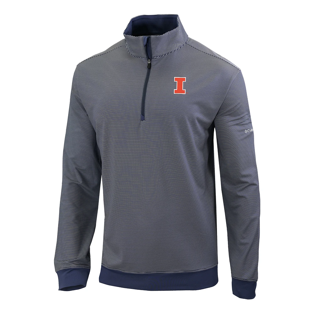 Men's Columbia Navy Illinois Fighting Illini Omni-Wick Even Lie Quarter-Zip Top