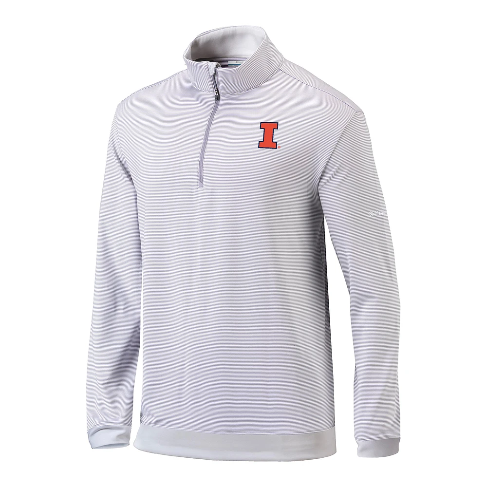 Men's Columbia Gray Illinois Fighting Illini Omni-Wick Even Lie Quarter-Zip Top