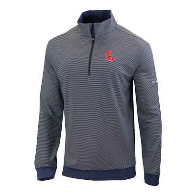 Men's Columbia Navy Ole Miss Rebels Omni-Wick Even Lie Quarter-Zip Top