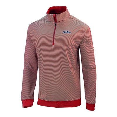 Men's Columbia Red Ole Miss Rebels Omni-Wick Even Lie Quarter-Zip Top