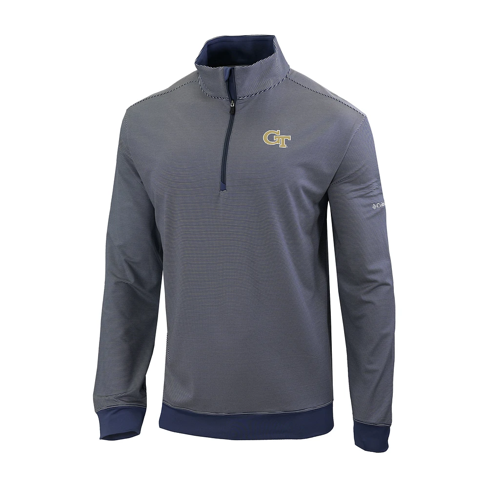 Men's Columbia Navy Georgia Tech Yellow Jackets Omni-Wick Even Lie Quarter-Zip Top