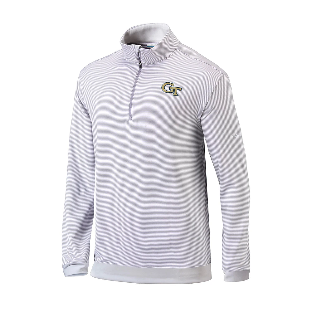 Men's Columbia Gray Georgia Tech Yellow Jackets Omni-Wick Even Lie Quarter-Zip Top