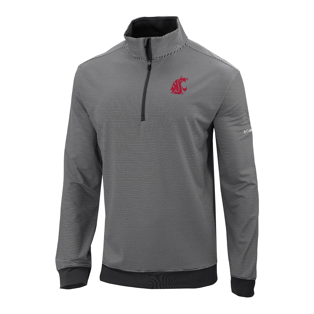 Men's Columbia Black Washington State Cougars Omni-Wick Even Lie Quarter-Zip Top