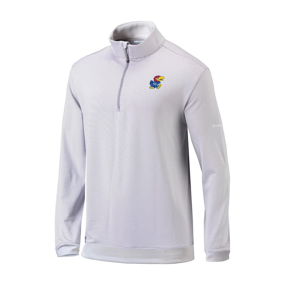 Men's Columbia Gray Kansas Jayhawks Omni-Wick Even Lie Quarter-Zip Top