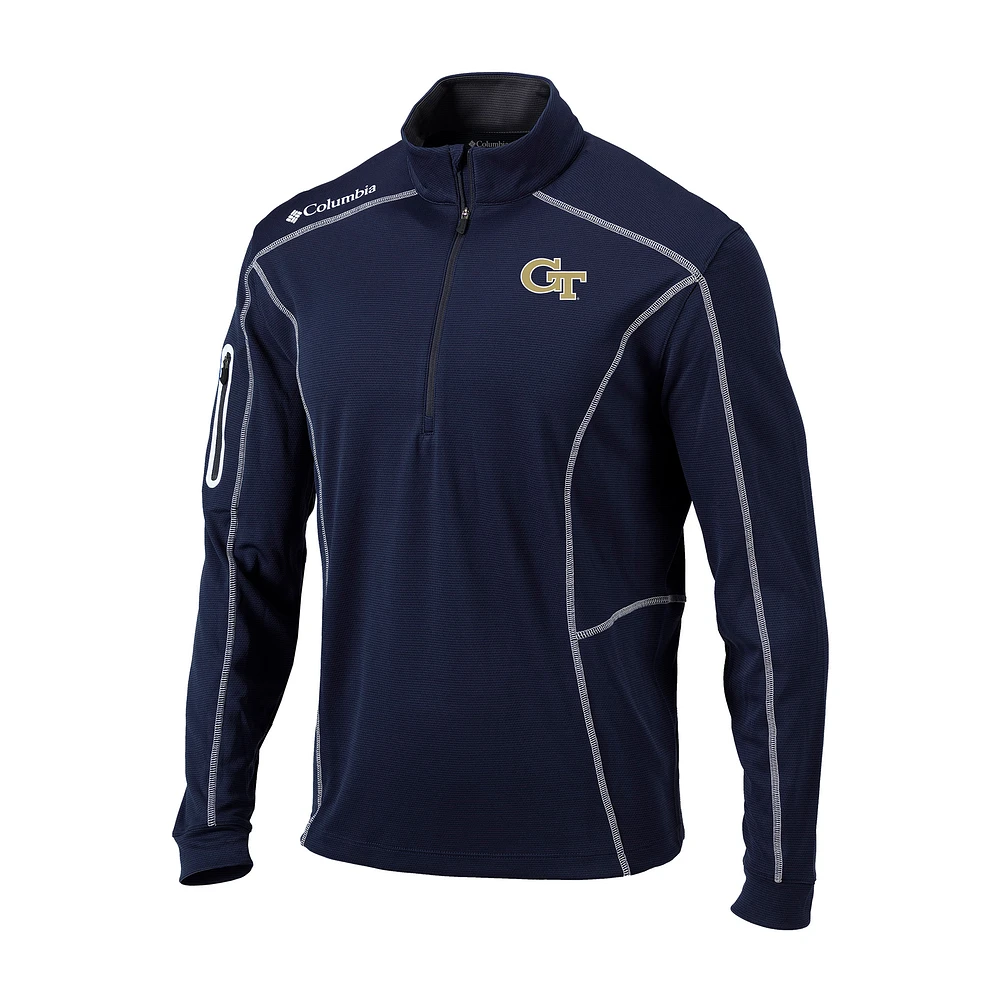 Men's Columbia Navy Georgia Tech Yellow Jackets Omni-Wick Shotgun Quarter-Zip Pullover
