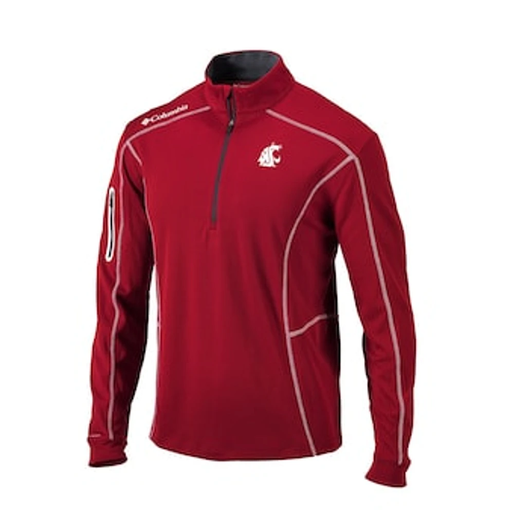 Men's Columbia Crimson Washington State Cougars Omni-Wick Shotgun Quarter-Zip Pullover