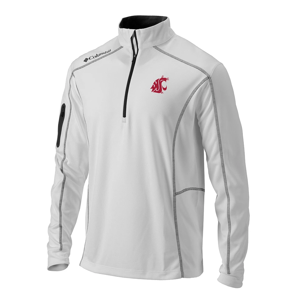 Men's Columbia White Washington State Cougars Omni-Wick Shotgun Quarter-Zip Pullover