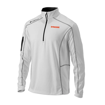 Men's Columbia White Syracuse Orange Omni-Wick Shotgun Quarter-Zip Pullover