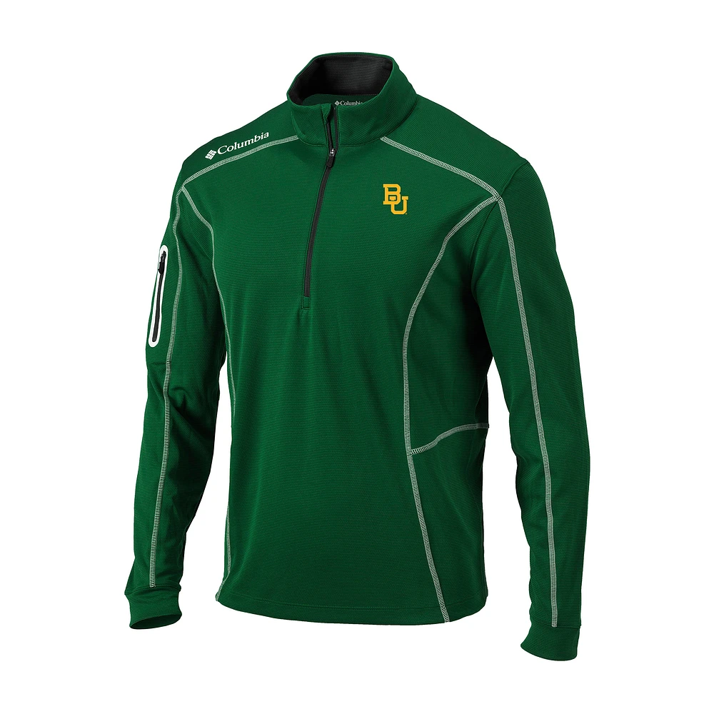 Men's Columbia Green Baylor Bears Omni-Wick Shotgun Quarter-Zip Pullover