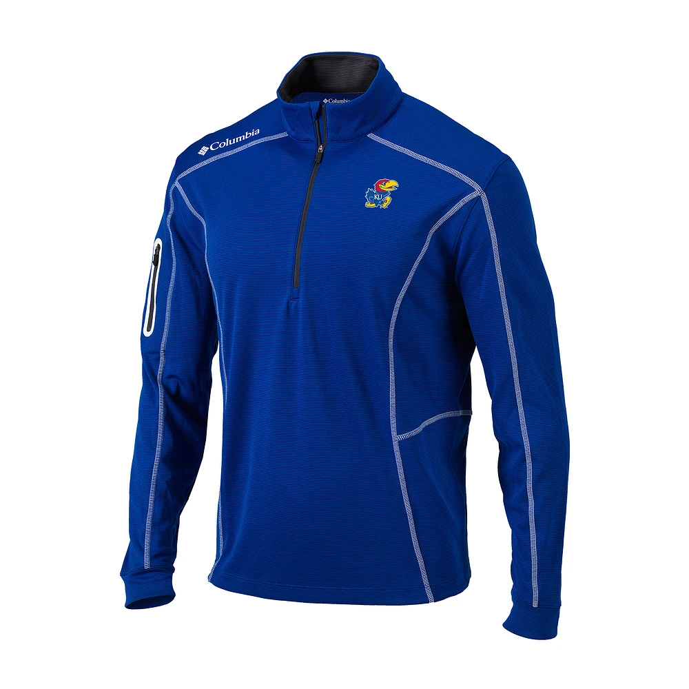 Men's Columbia Royal Kansas Jayhawks Omni-Wick Shotgun Quarter-Zip Pullover