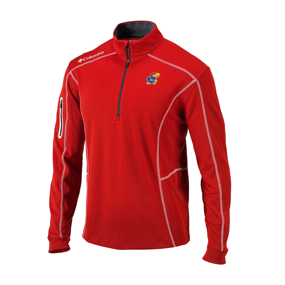 Men's Columbia Kansas Jayhawks Omni-Wick Shotgun Quarter-Zip Pullover