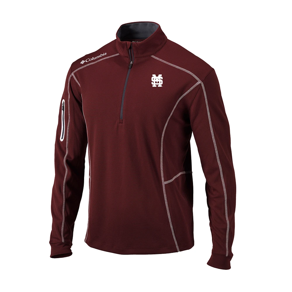 Men's Columbia Maroon Mississippi State Bulldogs Omni-Wick Shotgun Quarter-Zip Pullover