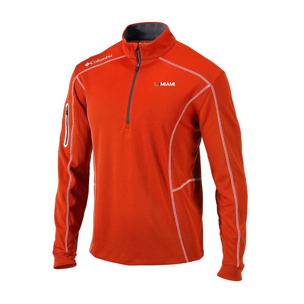 Men's Columbia Orange Miami Hurricanes Omni-Wick Shotgun Quarter-Zip Pullover