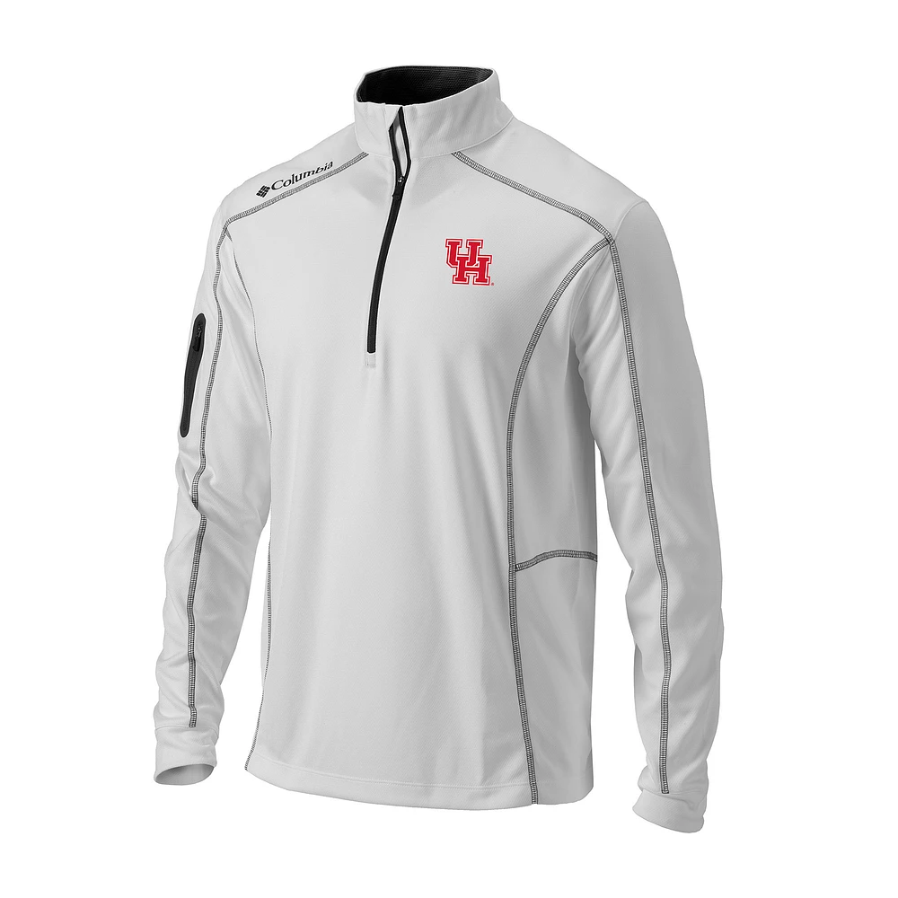 Men's Columbia White Houston Cougars Omni-Wick Shotgun Quarter-Zip Pullover