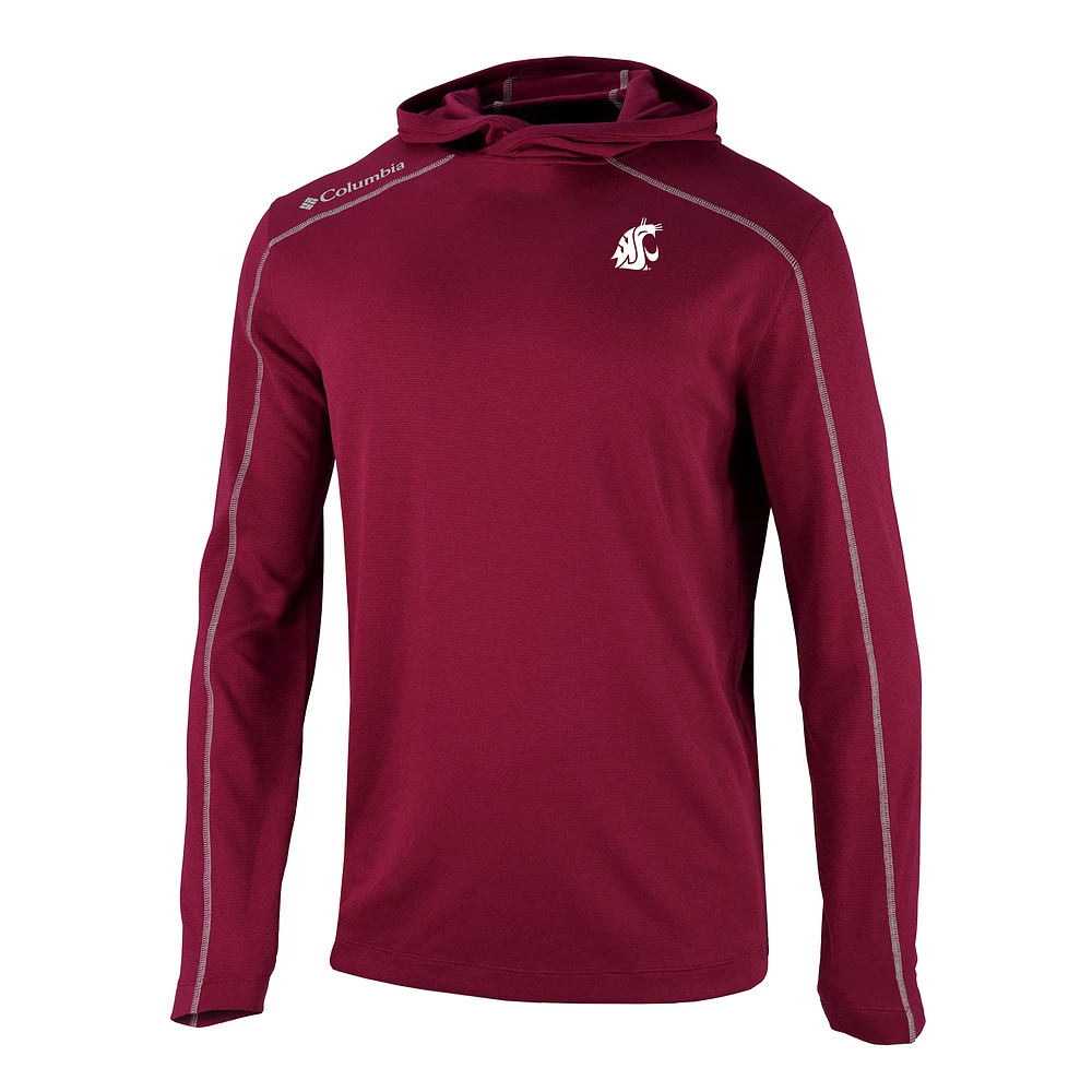 Men's Columbia Crimson Washington State Cougars Shotgun Long Hoodie T-Shirt