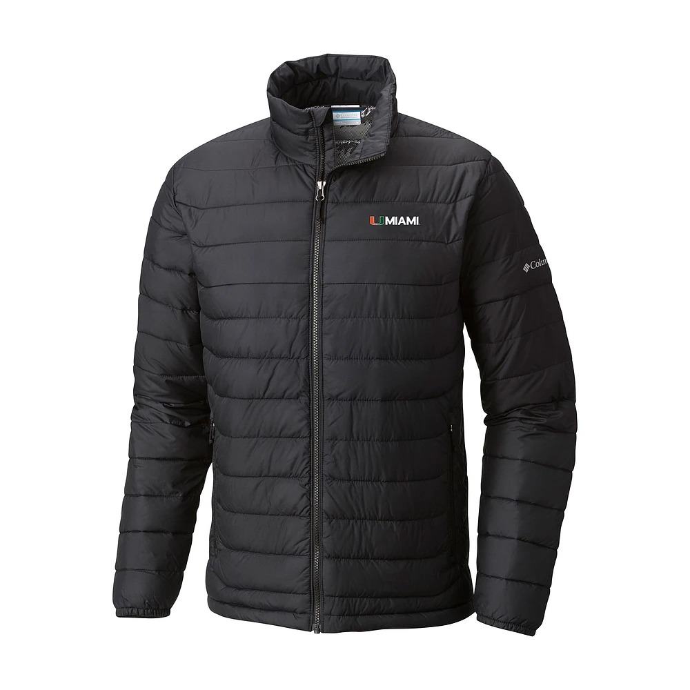 Men's Columbia Black Miami Hurricanes Powder Lite Omni-Heat Reflective Full-Zip Jacket