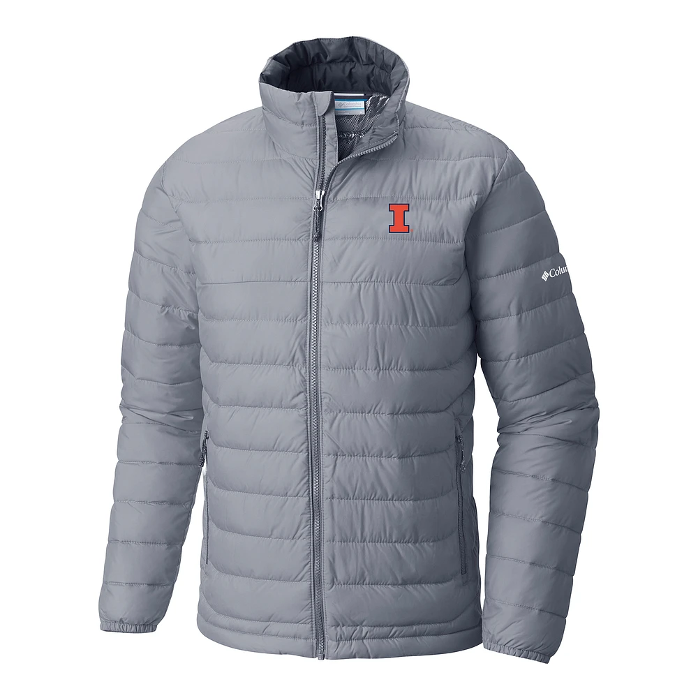 Men's Columbia Gray Illinois Fighting Illini Powder Lite Omni-Heat Reflective Full-Zip Jacket