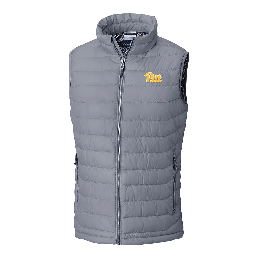Men's Columbia Gray Pitt Panthers Powder Lite Omni-Heat Full-Zip Vest