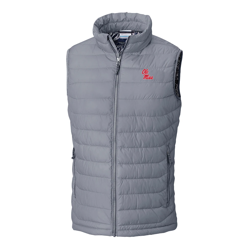 Men's Columbia Gray Ole Miss Rebels Powder Lite Omni-Heat Full-Zip Vest