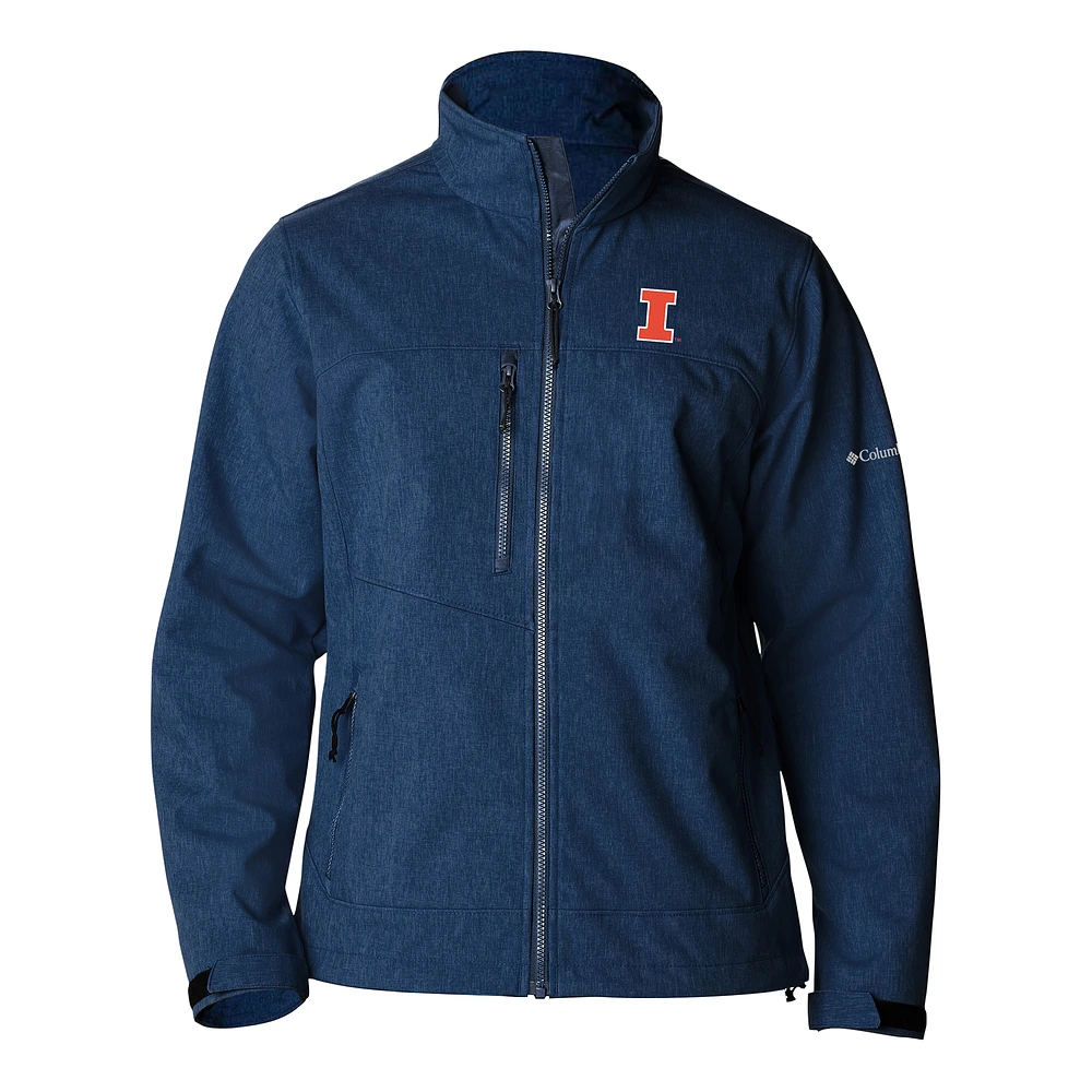 Men's Columbia Navy Illinois Fighting Illini Ascender II Full-Zip Softshell Jacket
