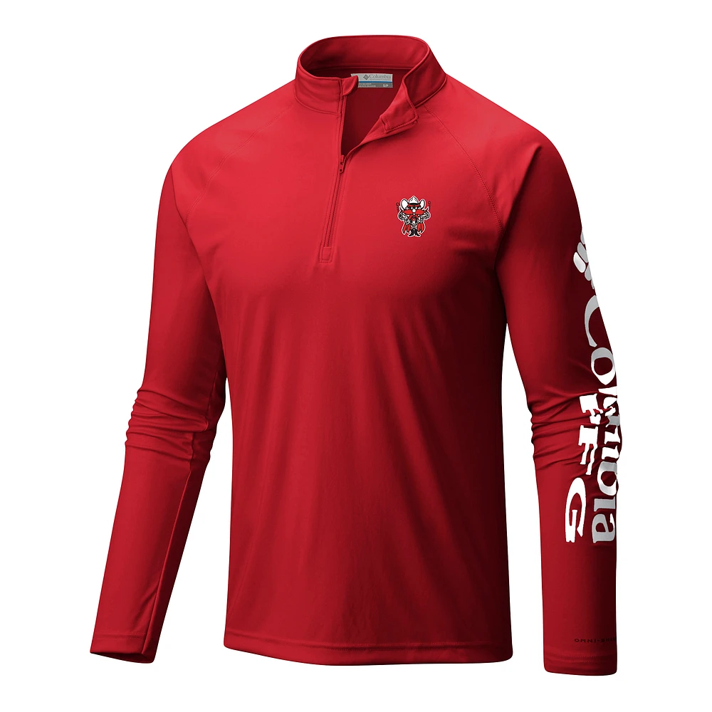 Men's Columbia Red Texas Tech Raiders Terminal Tackle Omni-Wick Quarter-Zip Top