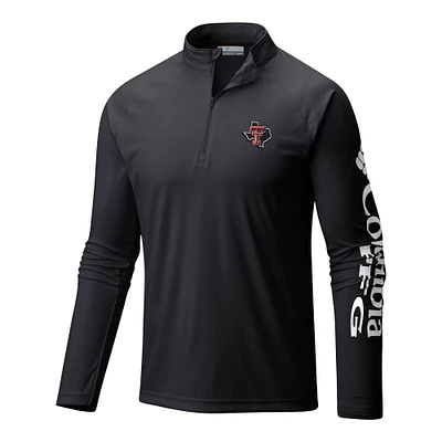 Men's Columbia Black Texas Tech Red Raiders Terminal Tackle Omni-Wick Quarter-Zip Top