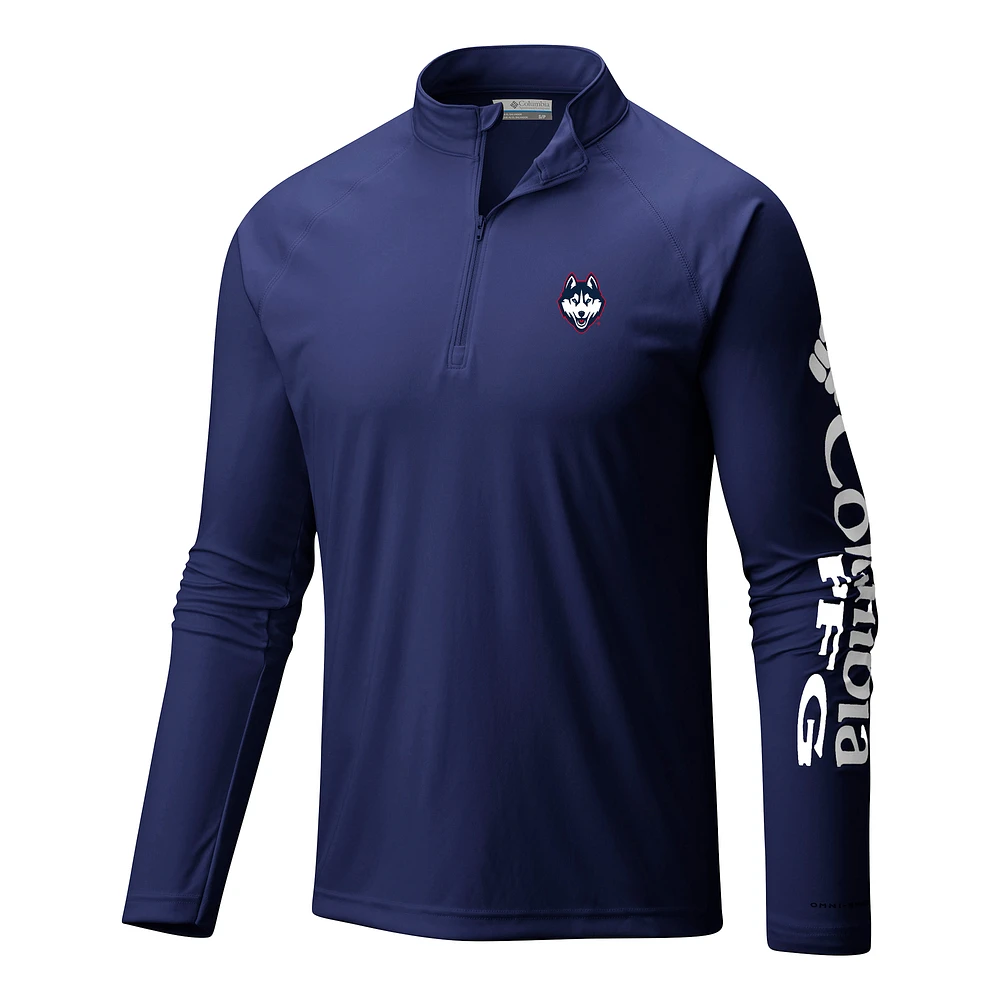 Men's Columbia Navy UConn Huskies Terminal Tackle Omni-Wick Quarter-Zip Top