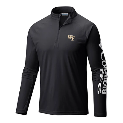 Men's Columbia Black Wake Forest Demon Deacons Terminal Tackle Omni-Wick Quarter-Zip Top