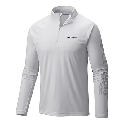 Men's Columbia White Illinois Fighting Illini Terminal Tackle Omni-Wick Quarter-Zip Top