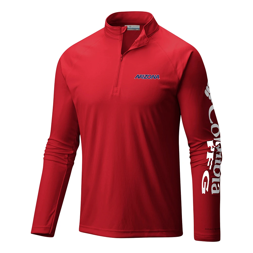 Men's Columbia Red Arizona Wildcats Terminal Tackle Omni-Wick Quarter-Zip Top
