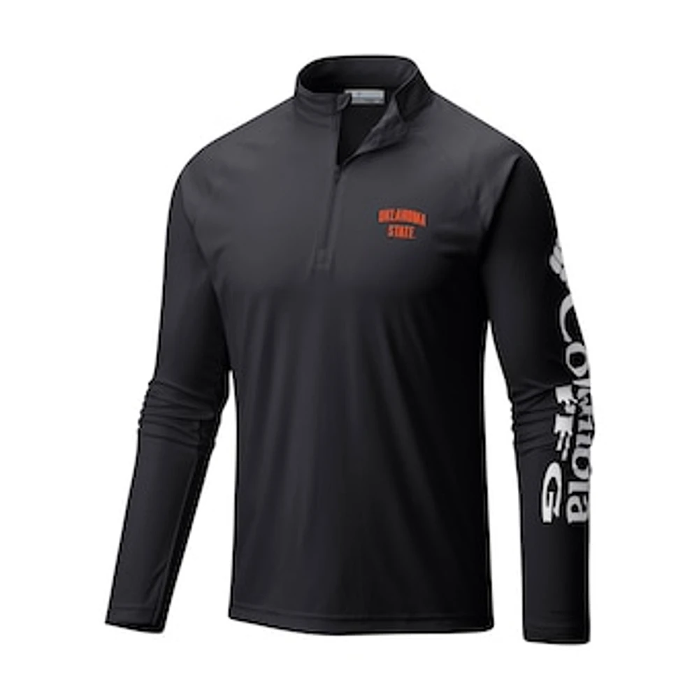 Men's Columbia Black Oklahoma State Cowboys Terminal Tackle Omni-Wick Quarter-Zip Top