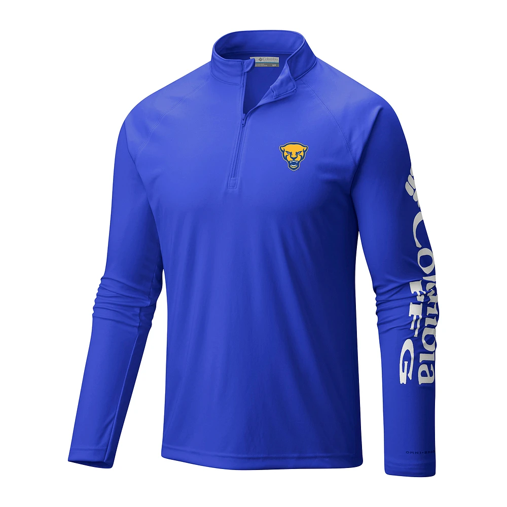 Men's Columbia Pitt Panthers Terminal Tackle Omni-Wick Quarter-Zip Top