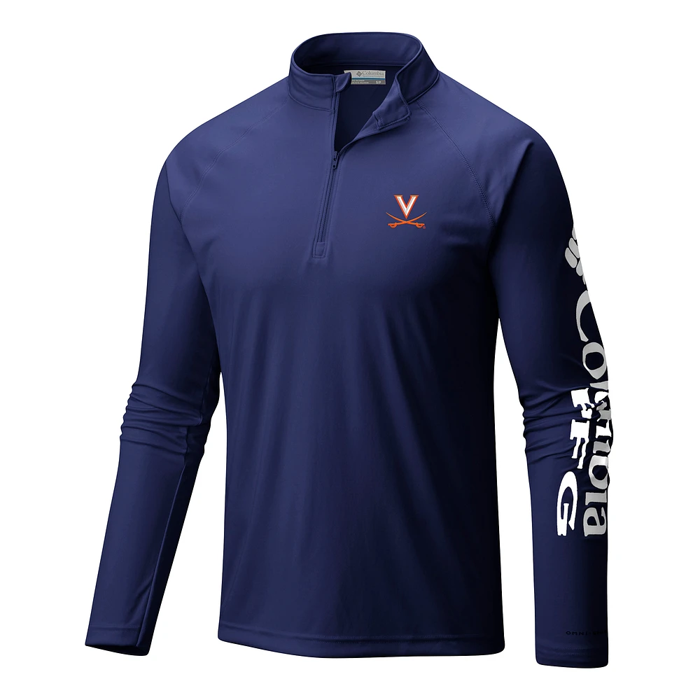 Men's Columbia Navy Virginia Cavaliers Terminal Tackle Omni-Wick Quarter-Zip Top