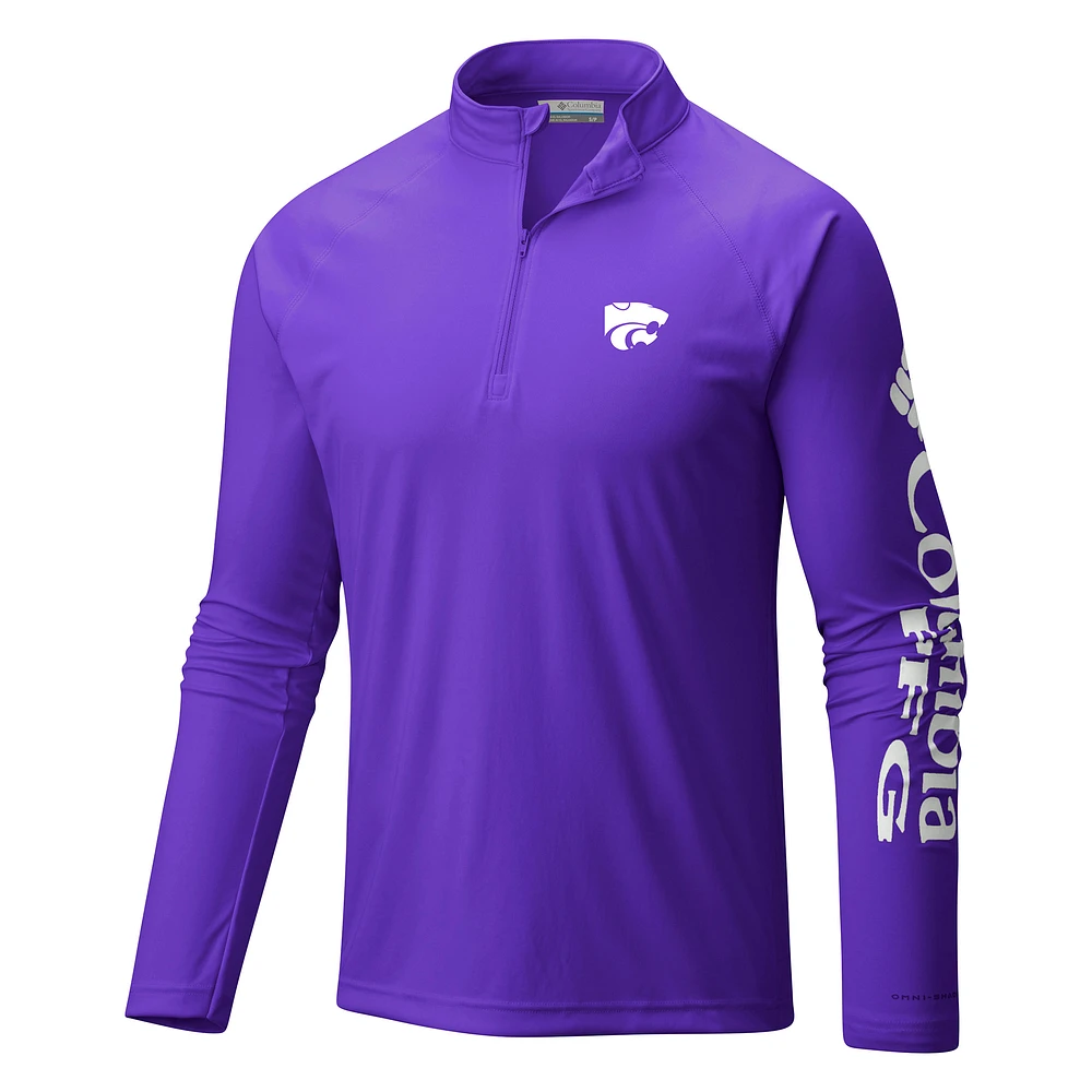 Men's Columbia Purple Kansas State Wildcats Terminal Tackle Omni-Wick Quarter-Zip Top