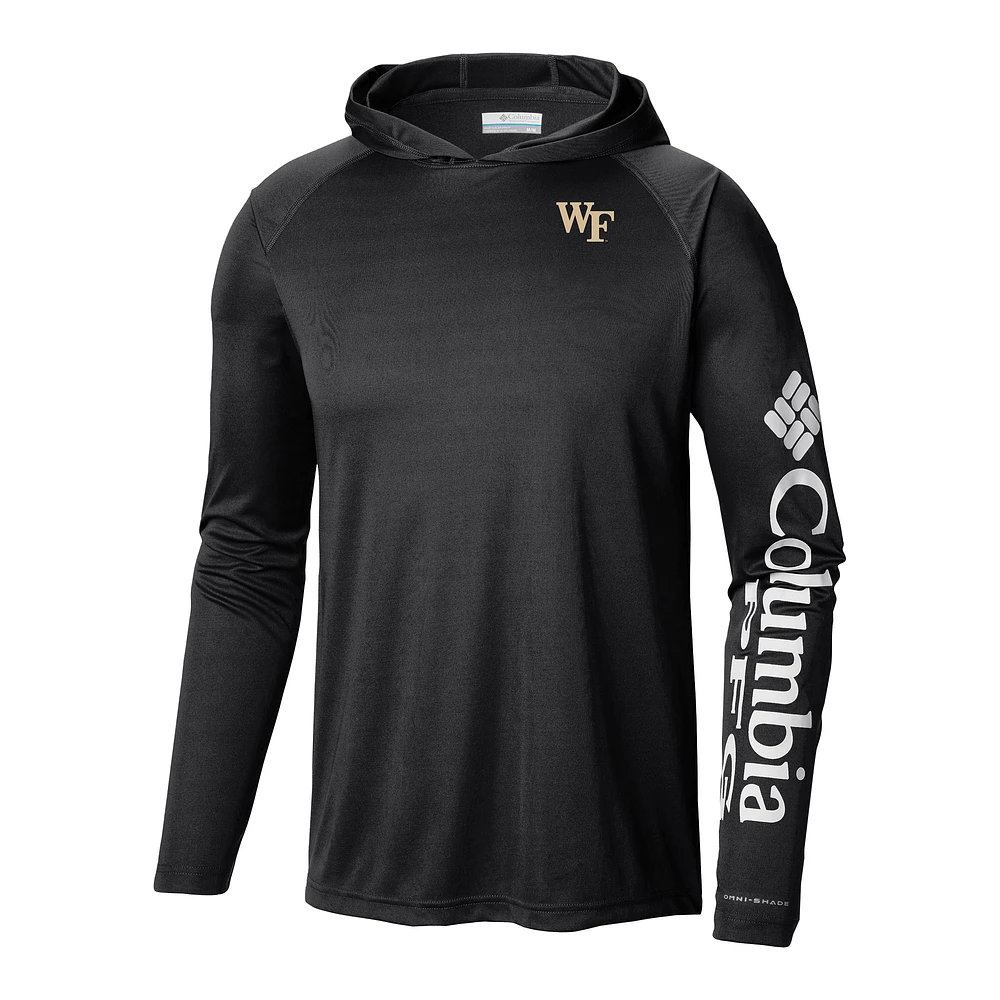 Men's Columbia Black Wake Forest Demon Deacons Terminal Tackle Omni-Shade Lightweight Pullover Hoodie