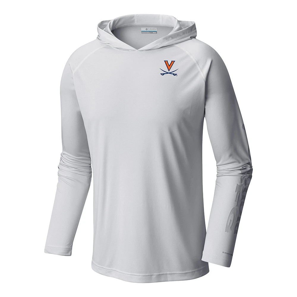 Men's Columbia White Virginia Cavaliers Terminal Tackle Omni-Shade Lightweight Pullover Hoodie