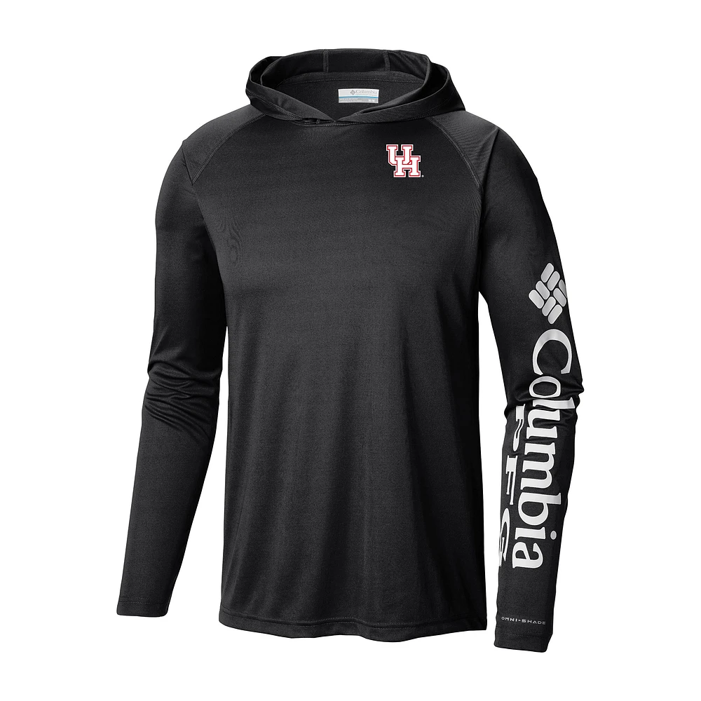 Men's Columbia Black Houston Cougars Terminal Tackle Omni-Shade Lightweight Pullover Hoodie
