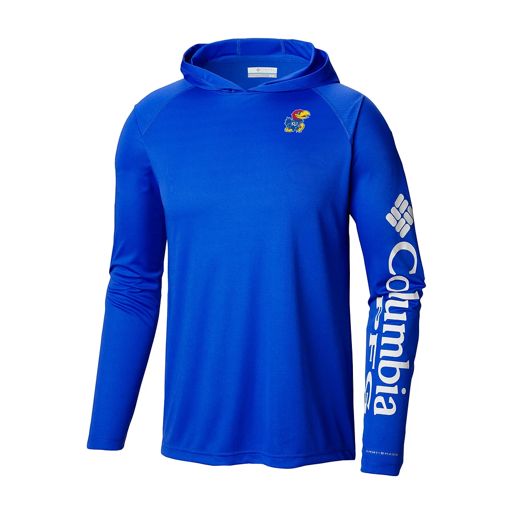 Men's Columbia Royal Kansas Jayhawks Terminal Tackle Omni-Shade Lightweight Pullover Hoodie