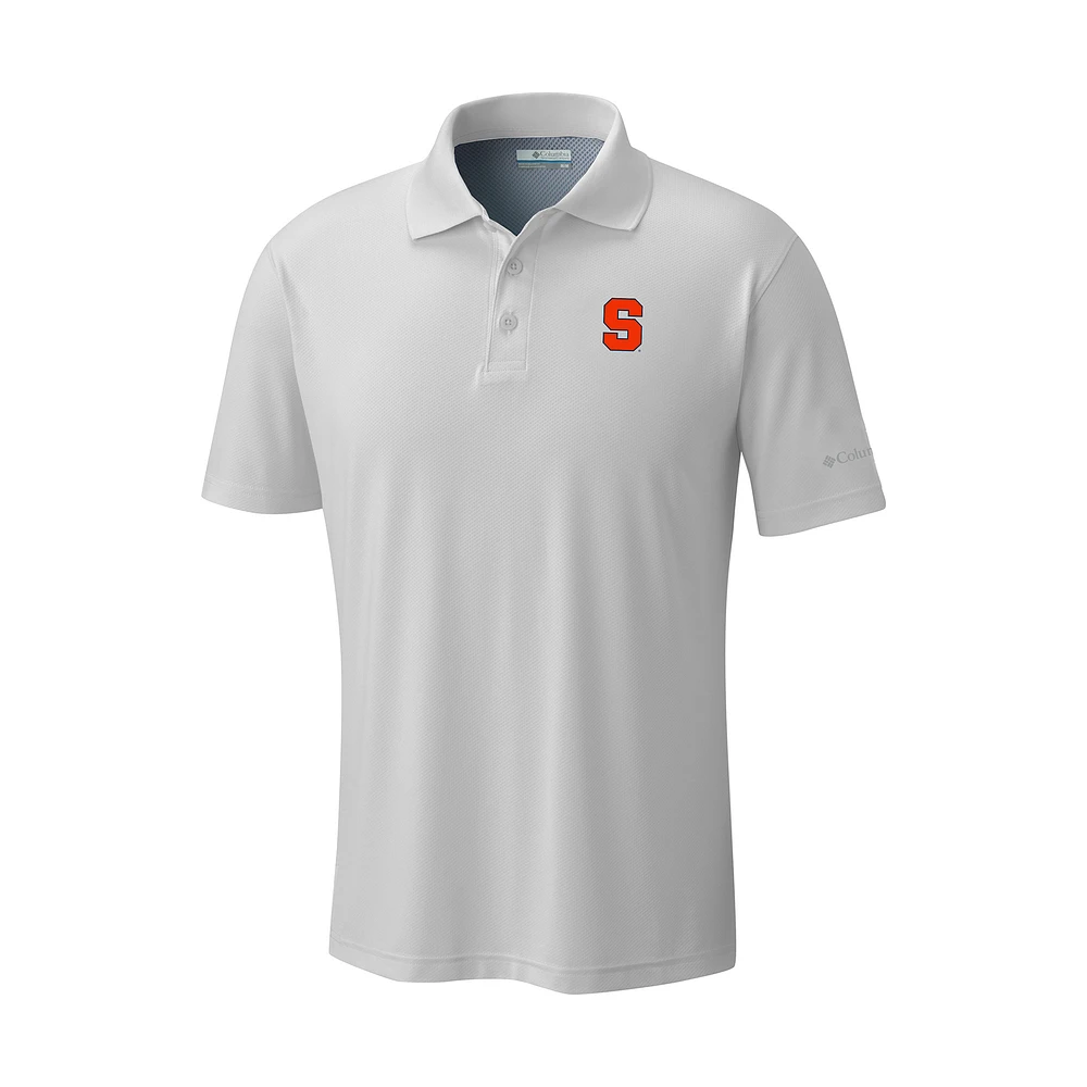Men's Columbia White Syracuse Orange Low Drag Offshore Omni-Shade Polo