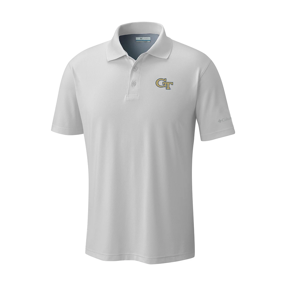 Men's Columbia White Georgia Tech Yellow Jackets Low Drag Offshore Omni-Shade Polo