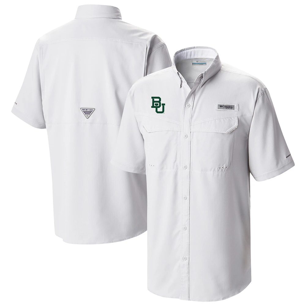 Men's Columbia White Baylor Bears Low Drag Offshore Omni-Wick Button-Up Shirt