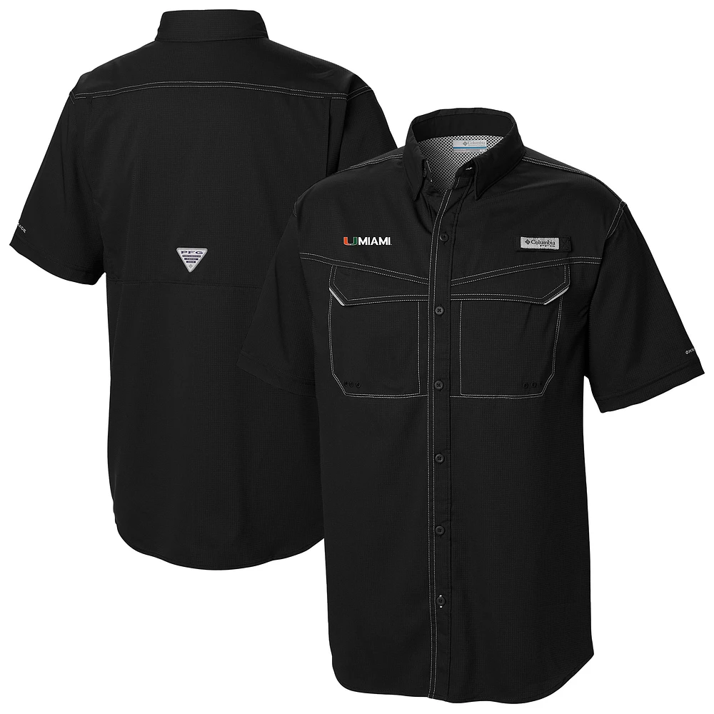 Men's Columbia Black Miami Hurricanes Low Drag Offshore Omni-Wick Button-Up Shirt